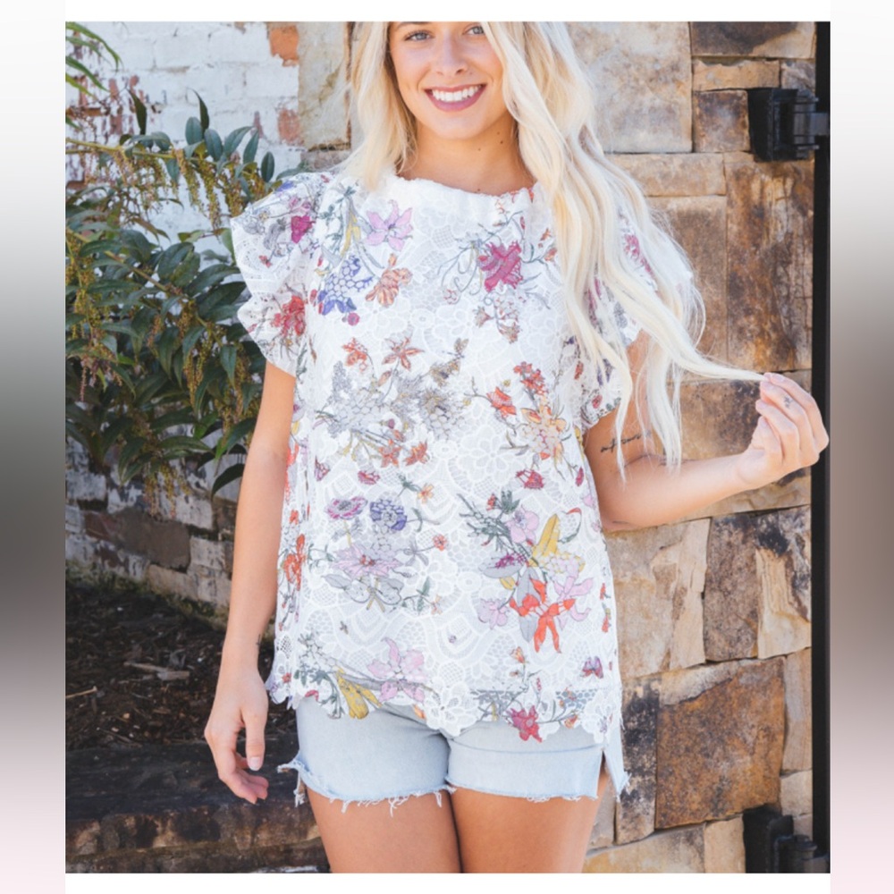 Entro Multicolor Floral Lace Blouse